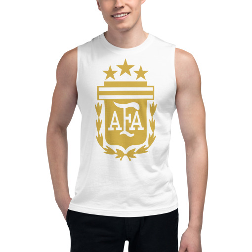 Argentina AFA Gold Emblem Soccer Muscle Shirt - Image 4